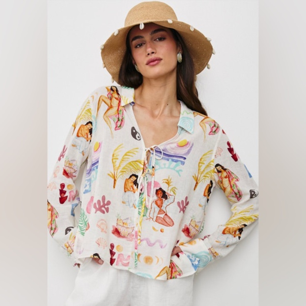 Rails Multicolor Printed Blouse Elm Shirt in Ivory Bathing Ladies🫣 - Picture 3 of 17